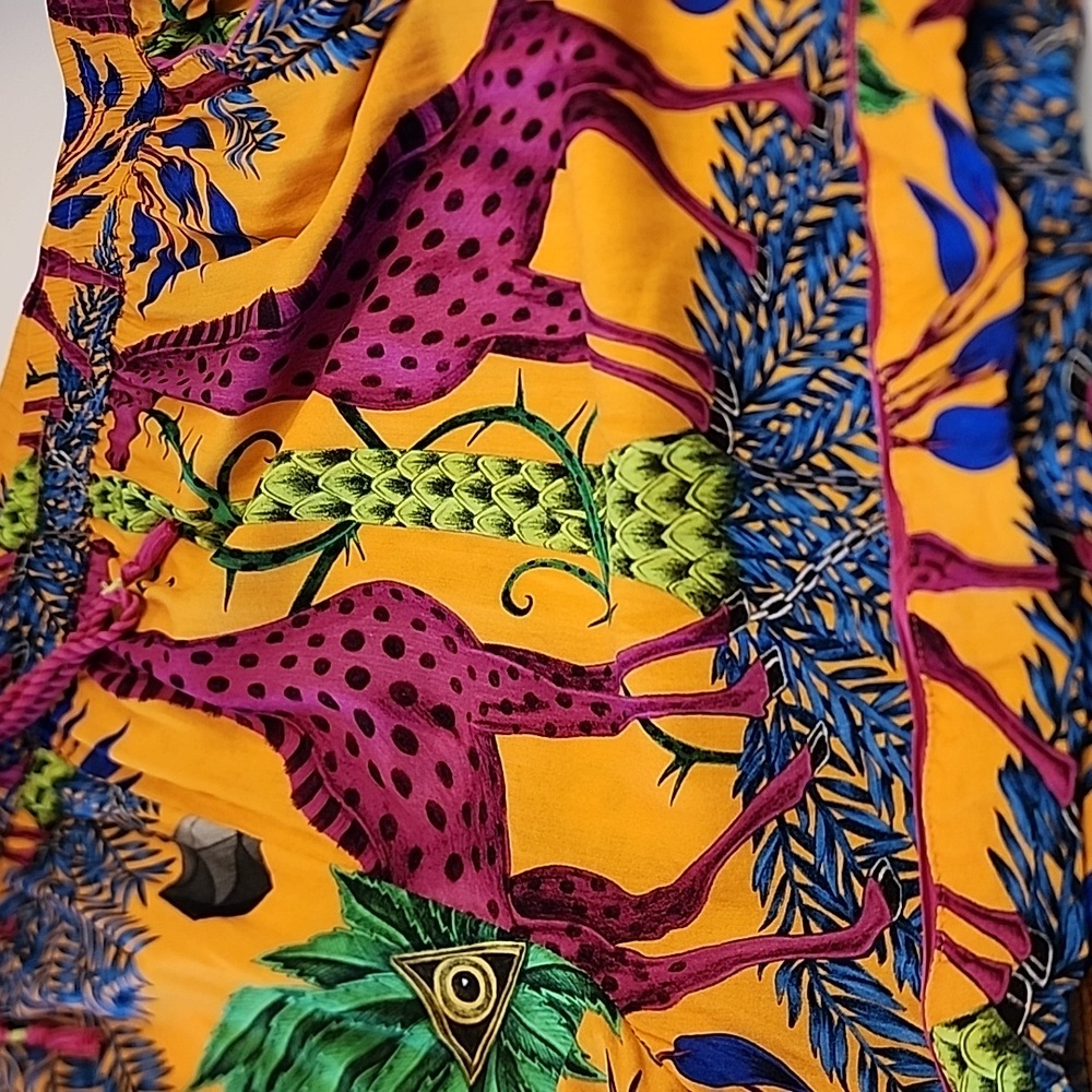 ANTHROPOLOGIE ORANGE Shorts EMMA SHIPLEY GIRAFFE Palms w/tie 3X - Picture 4 of 7